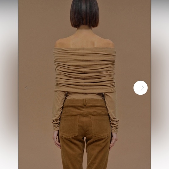Source unknown Tova Off Shoulder Knit Nude top  contemporary fall casual rare - Picture 4 of 9
